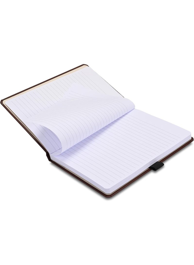 FIS Hard Cover Notebook A5(148 x 210mm), Single Ruled, Elastic Band Closure, 100 Sheets (200 Pages), Chocolate Brown - Ideal Journal for Writing, Note-Taking, Office & School - FSNBHCA5100E06N - Image 4